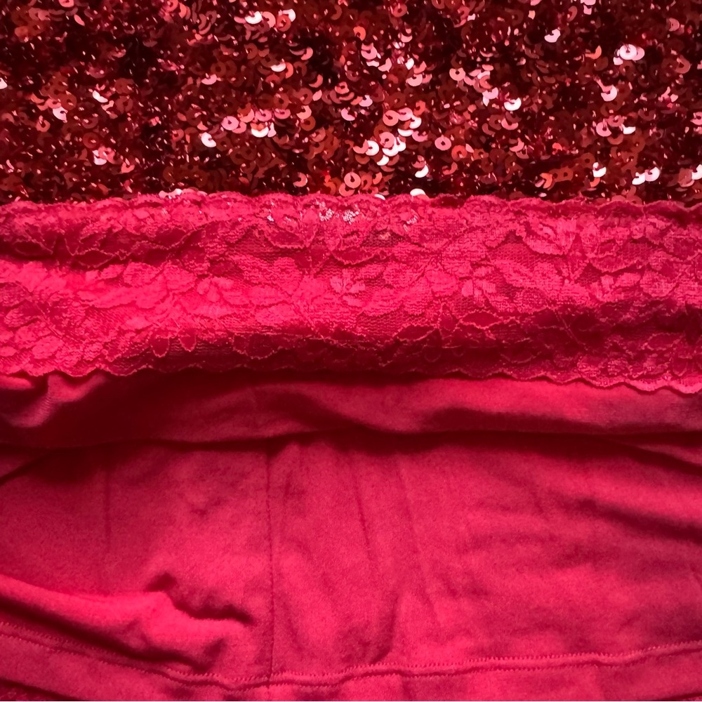 Dress the Population Tula Sequin Mini Dress Sz L Red Rouge Cut out Love - Picture 8 of 14